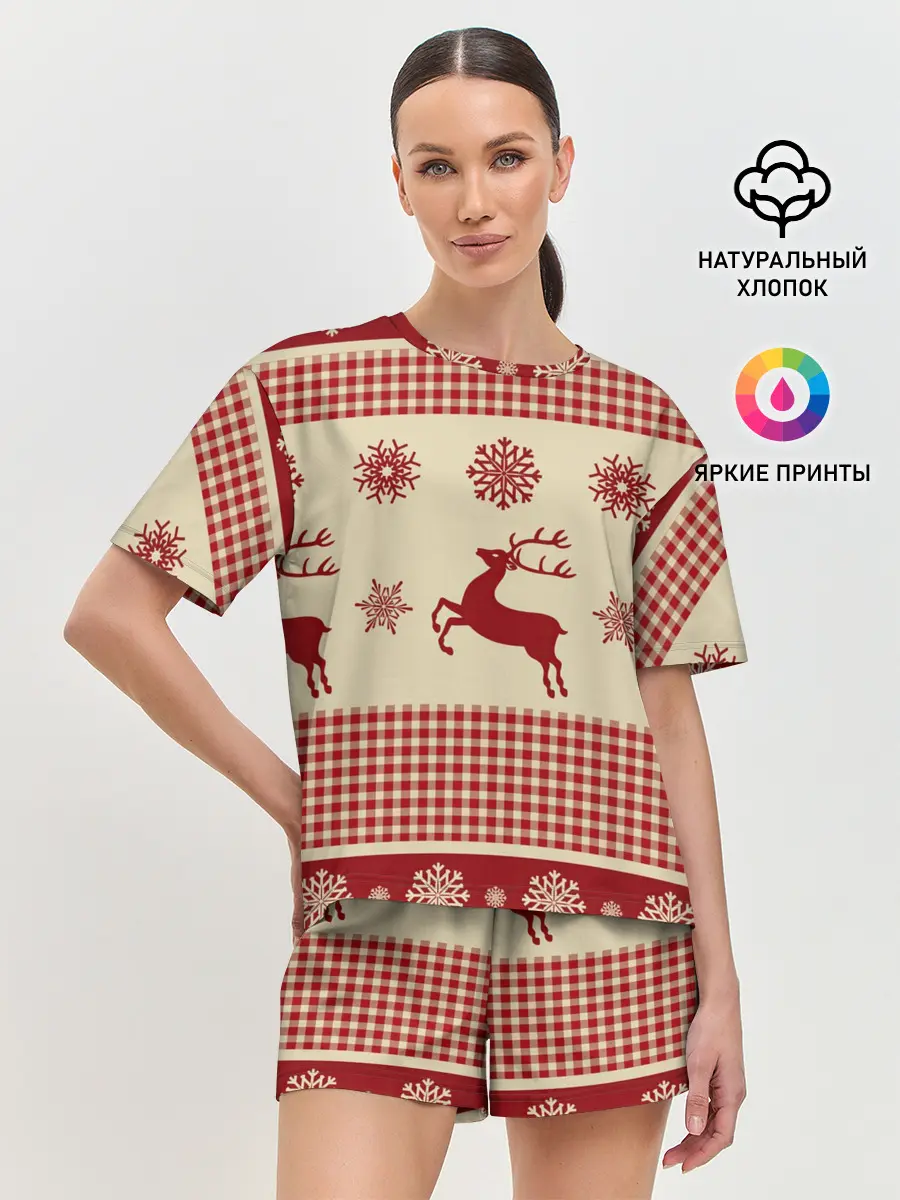 Женская пижама с шортами / Олени