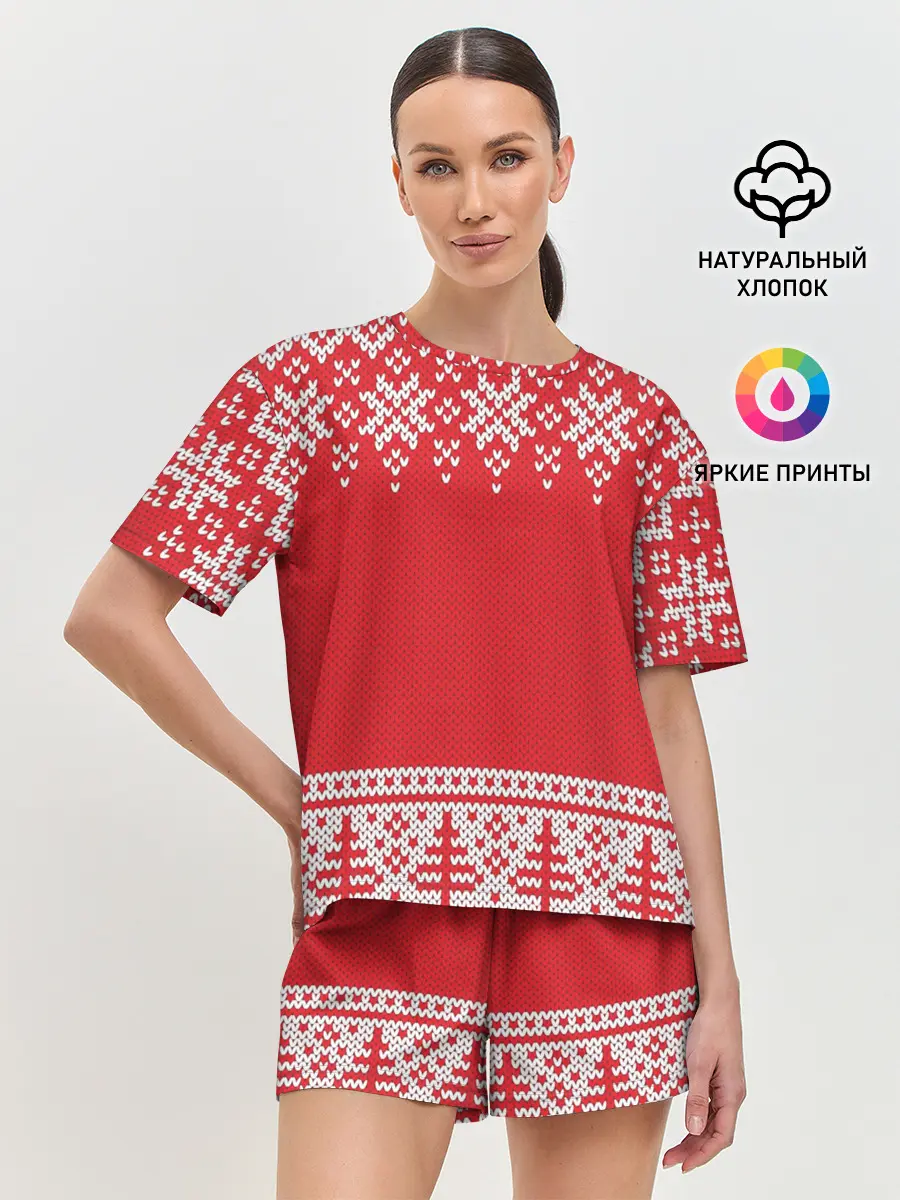 Женская пижама с шортами / Зимний лес