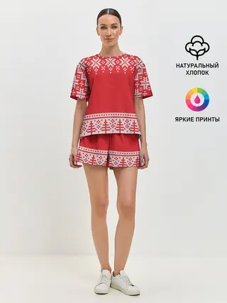 Женская пижама с шортами / Зимний лес