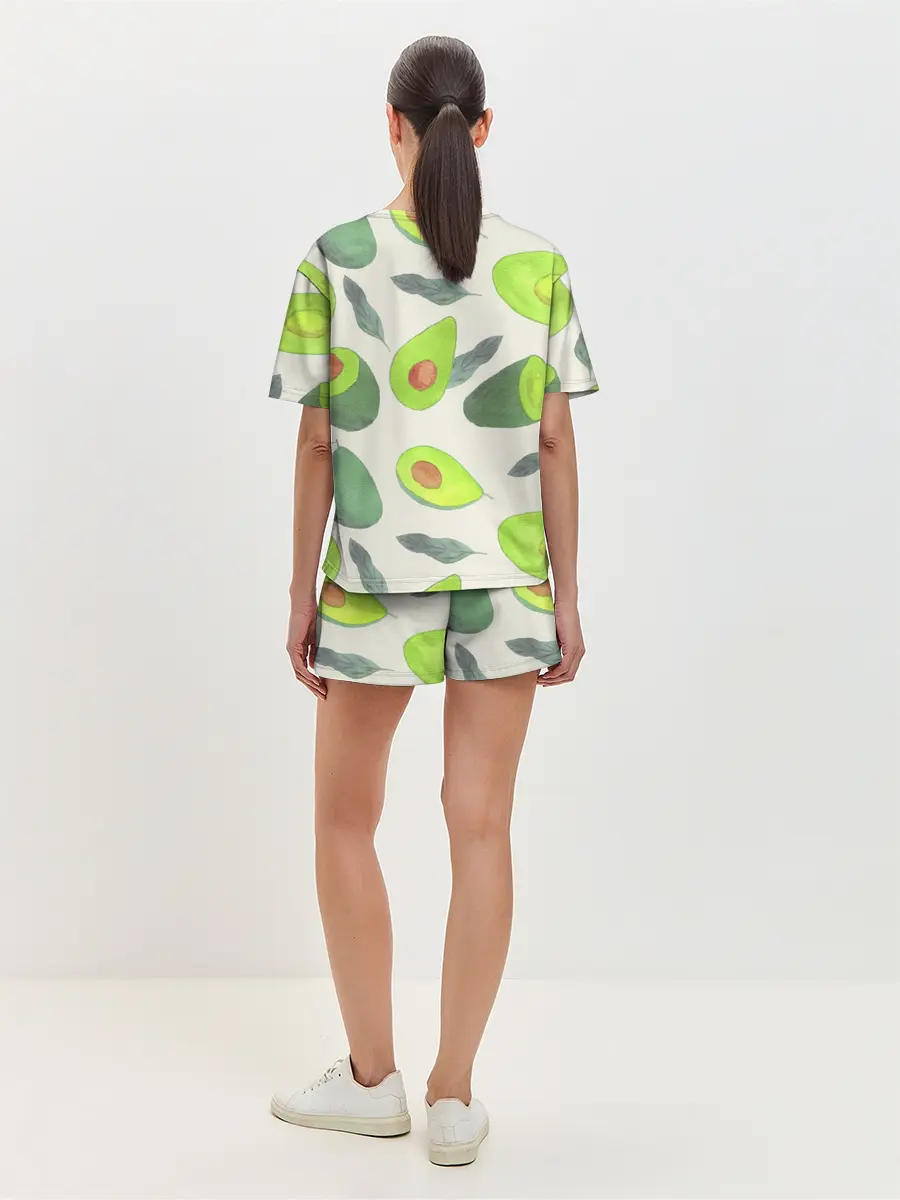 Женская пижама с шортами / Авокадо - фруктовый паттерн