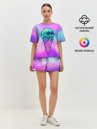 Женская пижама с шортами / Мороженое | Ice Scream | Череп