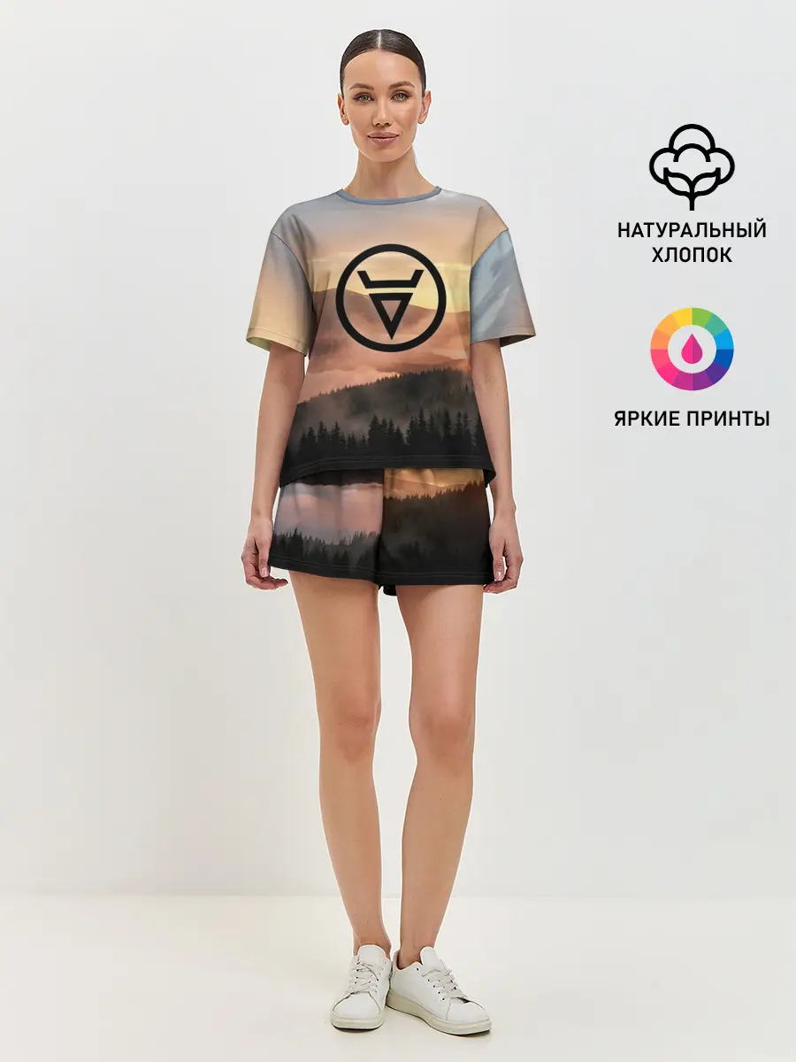 Женская пижама с шортами / ВЕЛЕС | РУНЫ | RUNES