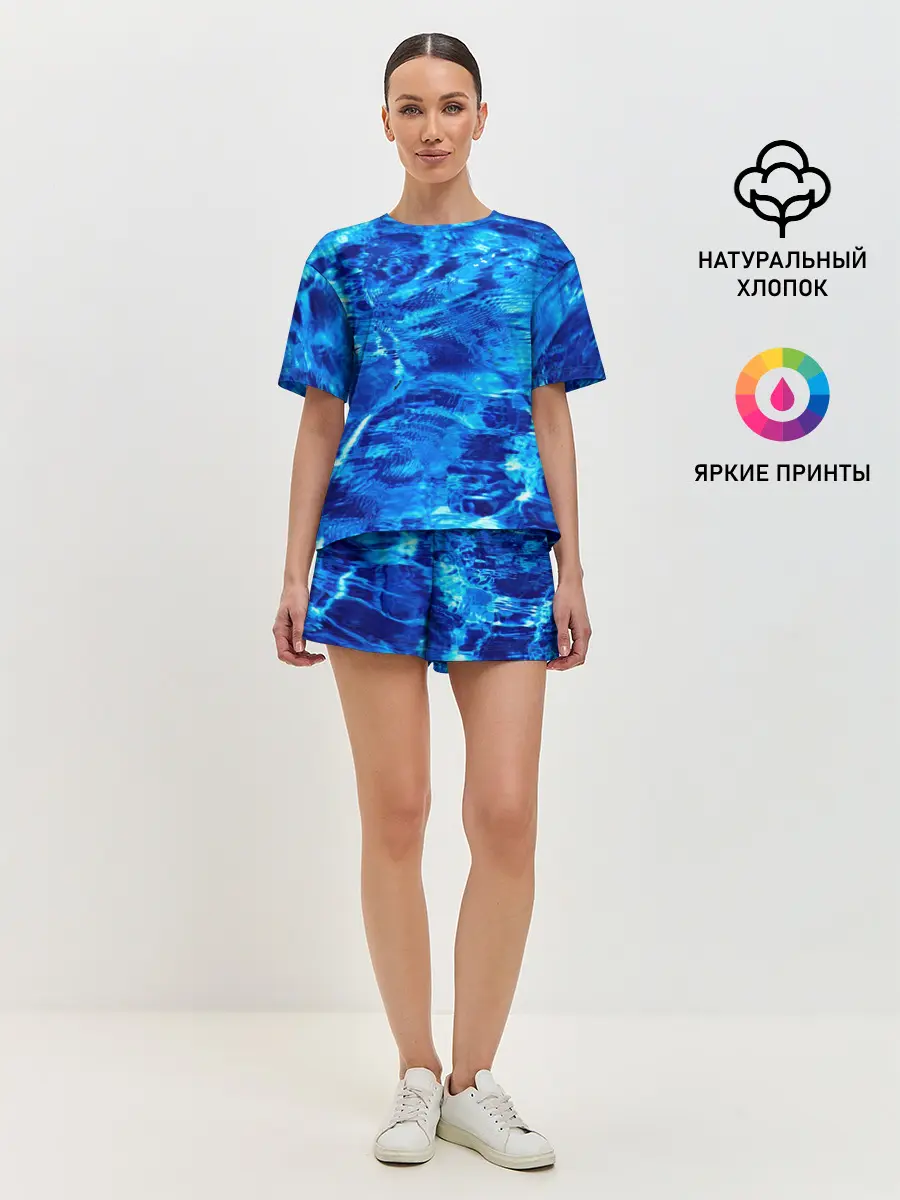 Женская пижама с шортами / Голубая Вода