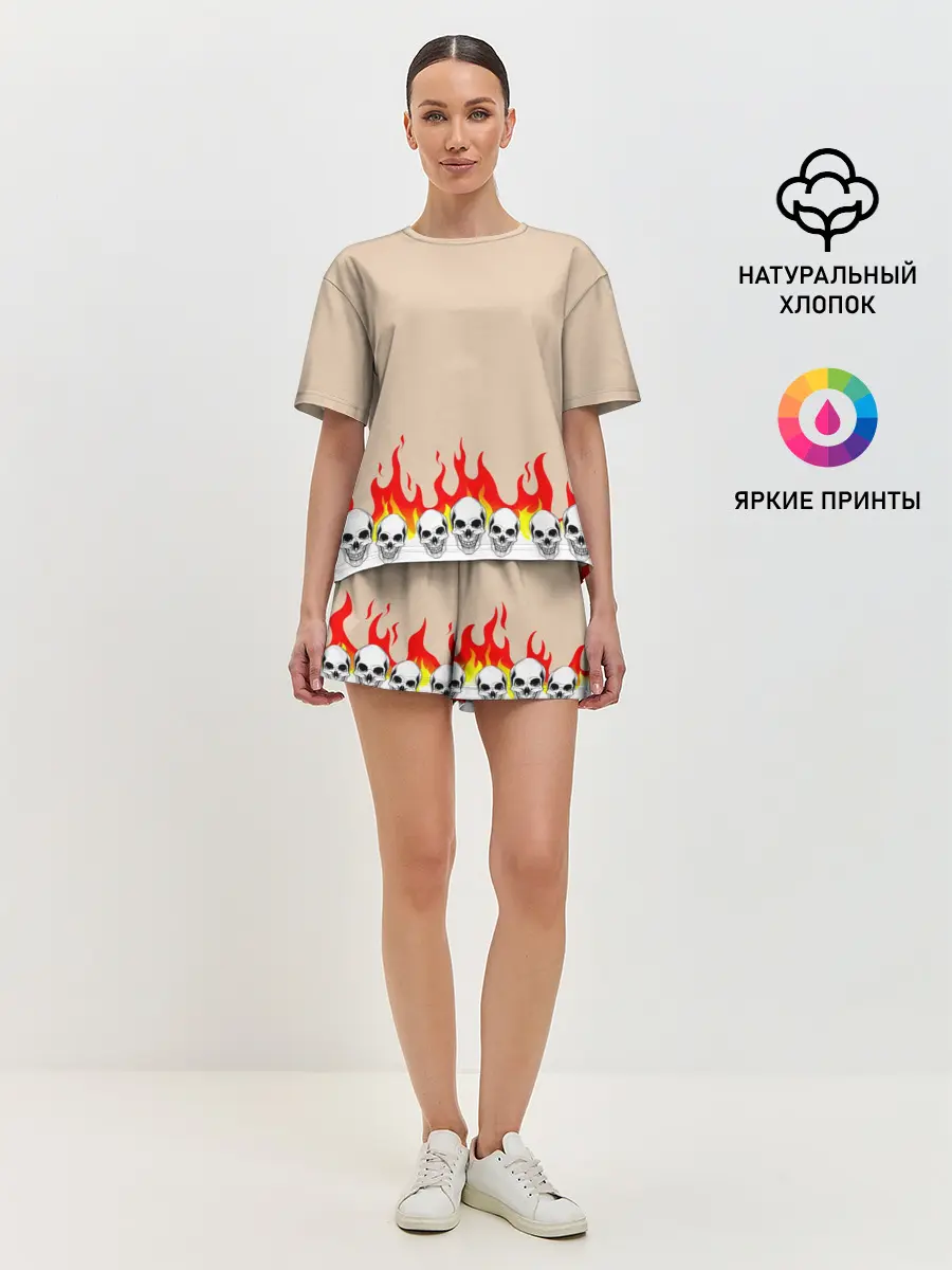 Женская пижама с шортами / Черепа в Огне
