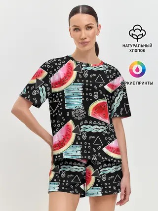 Женская пижама с шортами / сладкий арбуз