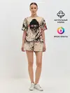 Женская пижама с шортами / Череп Хипстер Брызги Краски