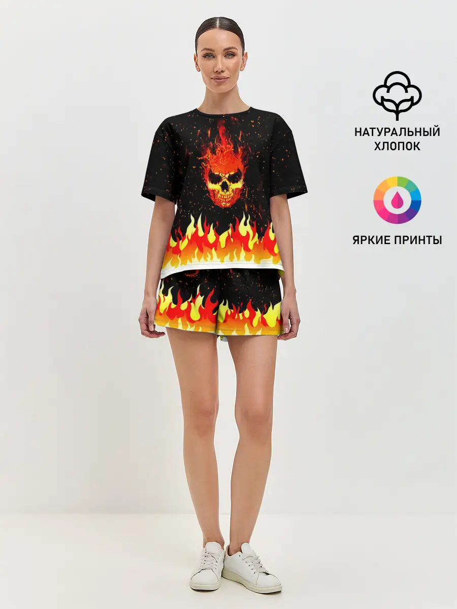 Женская пижама с шортами / Пылающий Череп