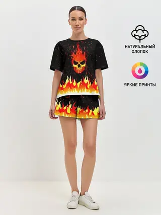 Женская пижама с шортами / Пылающий Череп