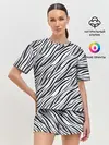 Женская пижама с шортами / Черно-белый полосатый тигровый