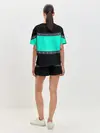 Женская пижама с шортами / Черно-бирюзовый узор