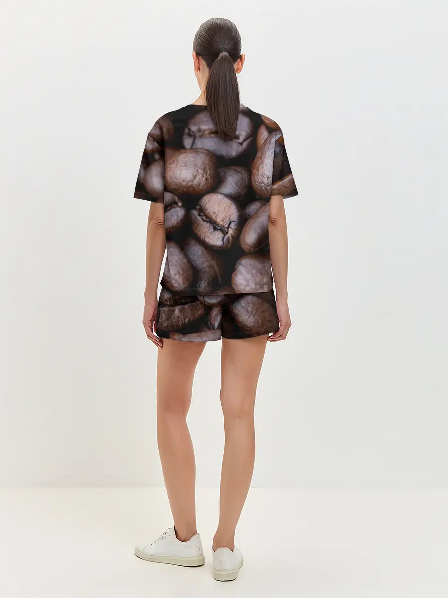 Женская пижама с шортами / Кофейные зёрна