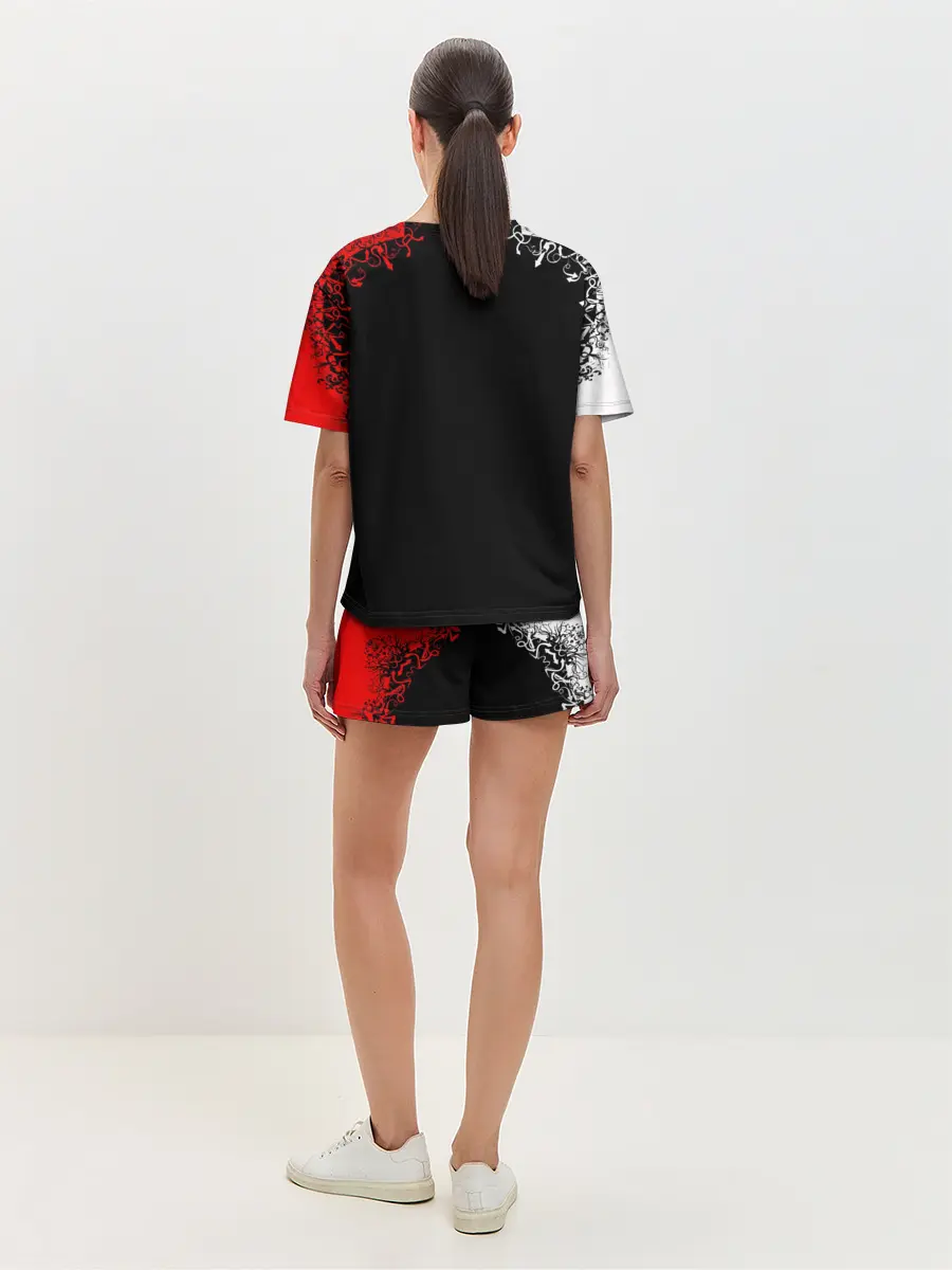 Женская пижама с шортами / Red White Skull - Череп