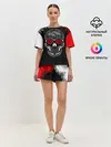 Женская пижама с шортами / Red White Skull - Череп