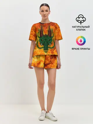 Женская пижама с шортами / Японский дракон | Japanese Dragon