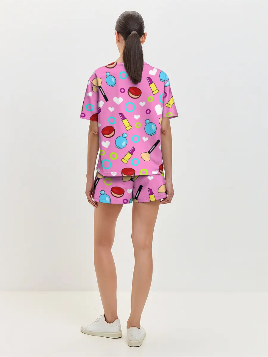 Женская пижама с шортами / кролик и косметика