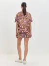 Женская пижама с шортами / Красно-золотые разводы красок паттерн