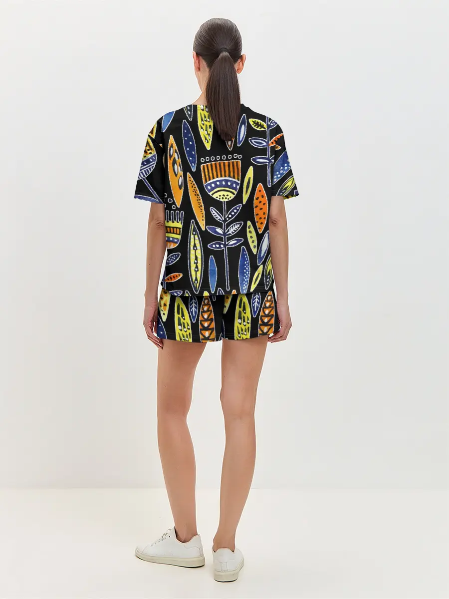 Женская пижама с шортами / цветы фараона