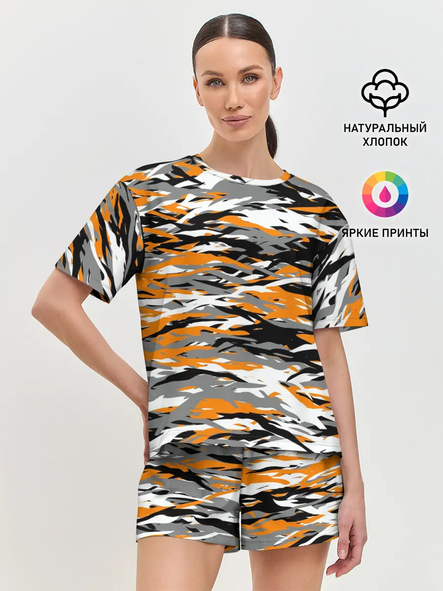 Женская пижама с шортами / Тигровый камуфляж