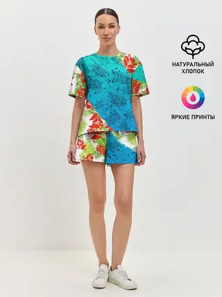 Женская пижама с шортами / ЛЕТНИЕ КРАСКИ | ТРОПИКИ / SUMMER / МОРЕ