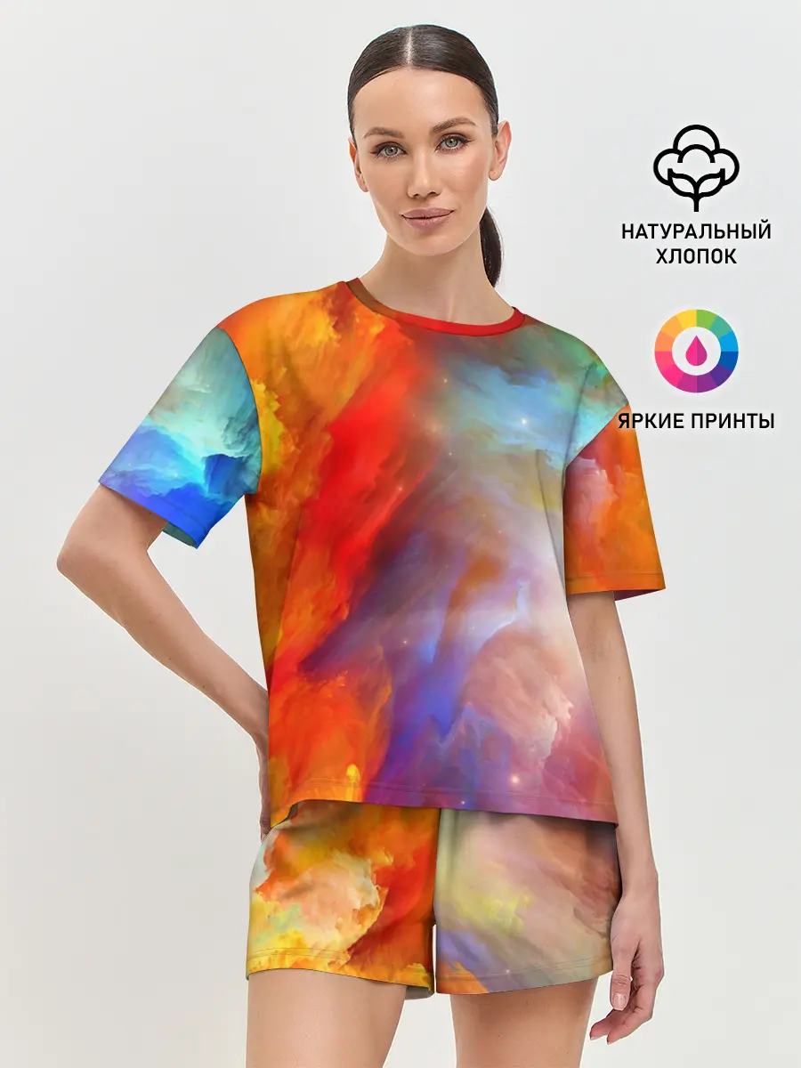 Женская пижама с шортами / Сине-желтое небо