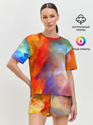 Женская пижама с шортами / Сине-желтое небо