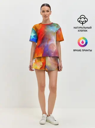 Женская пижама с шортами / Сине-желтое небо