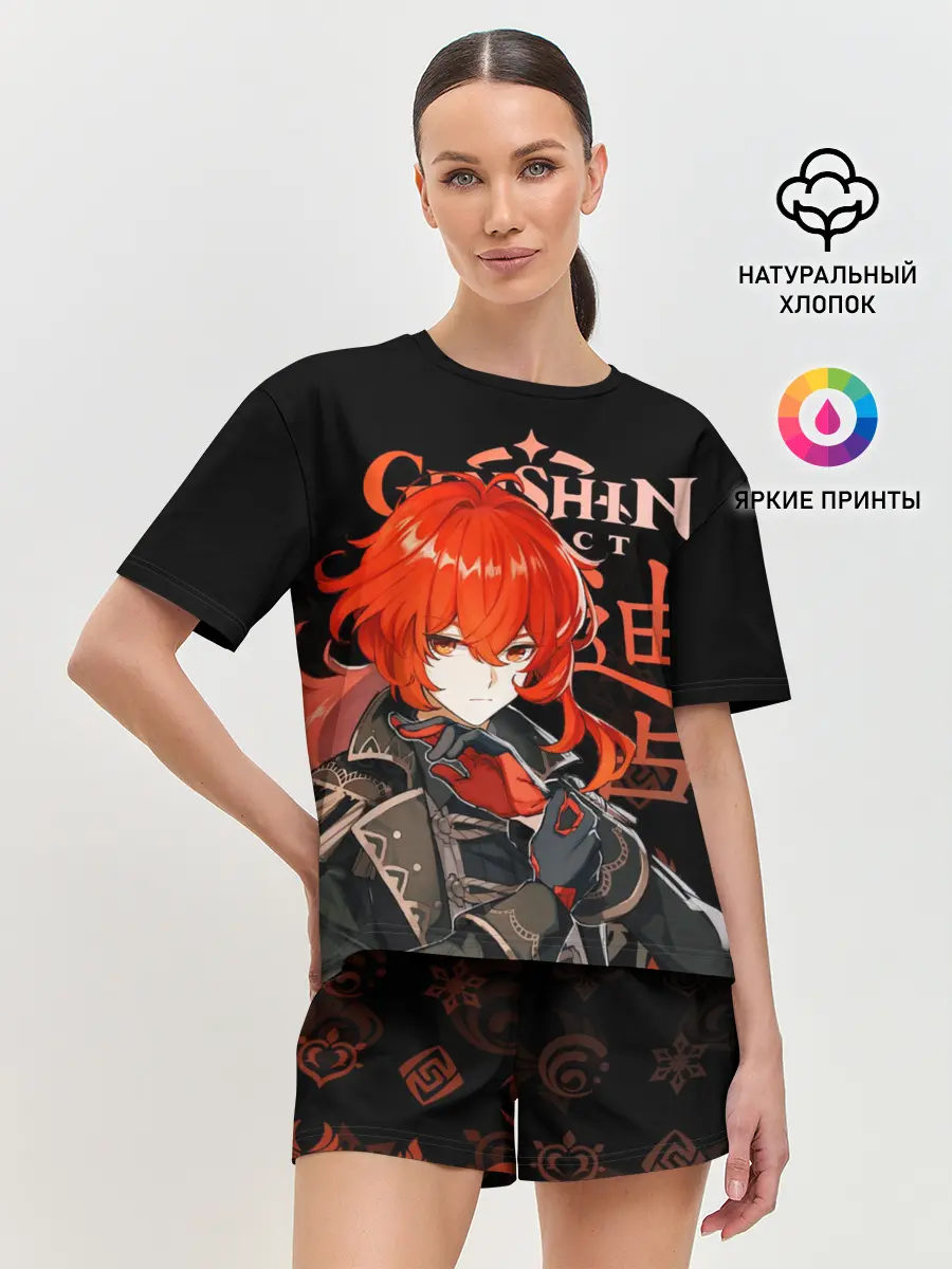 Женская пижама с шортами / Дилюк, Genshin Impact