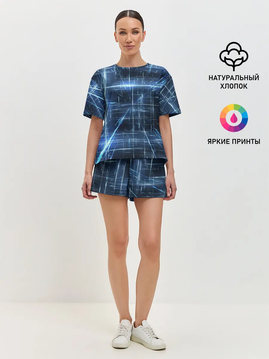 Женская пижама с шортами / Линии неона