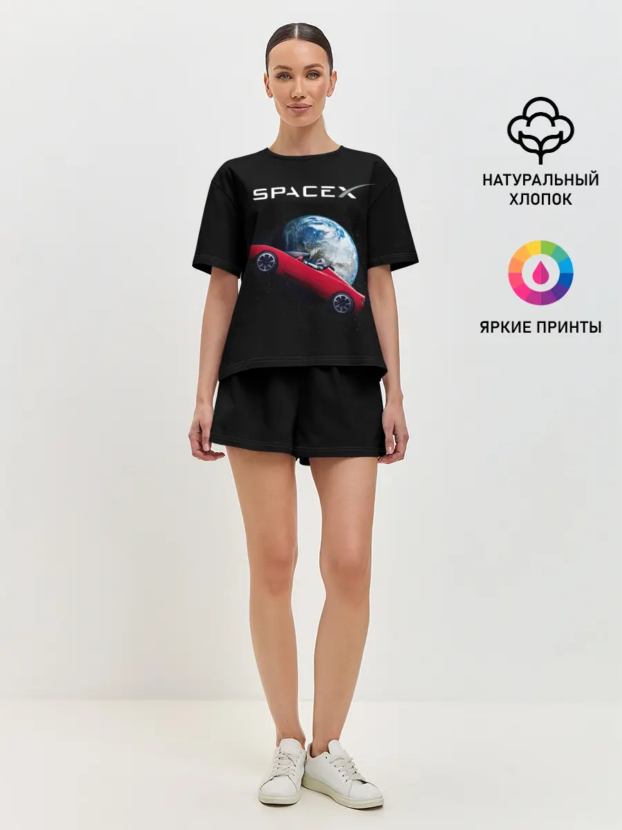 Женская пижама с шортами / Space X Zero gravity car