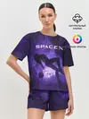 Женская пижама с шортами / Space X Girl in zero gravity