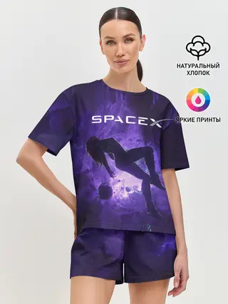 Женская пижама с шортами / Space X Girl in zero gravity