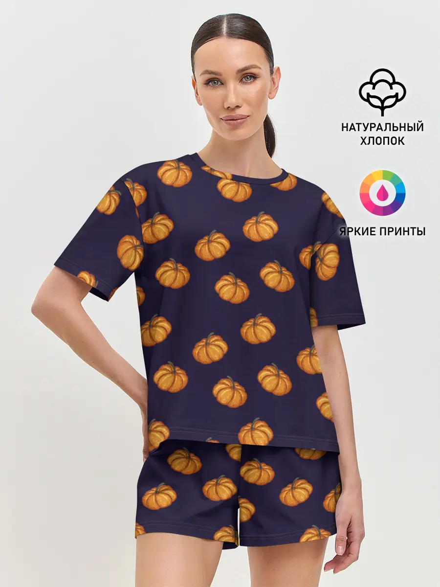 Женская пижама с шортами / Тыквенный