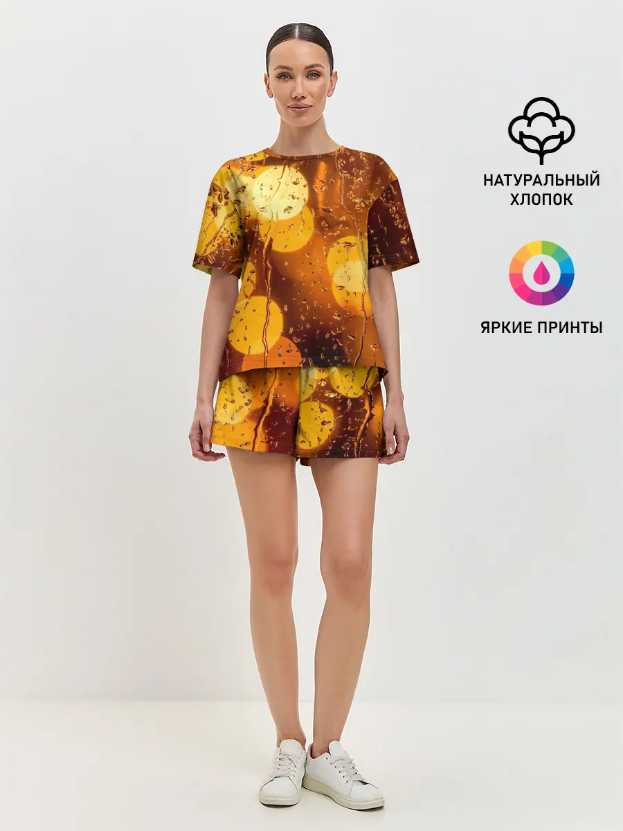 Женская пижама с шортами / Дождик золотой