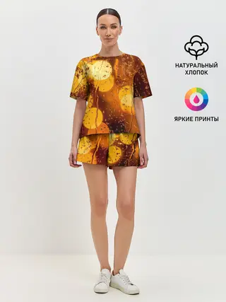 Женская пижама с шортами / Дождик золотой
