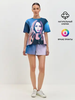 Женская пижама с шортами / Девушка с большими глазами