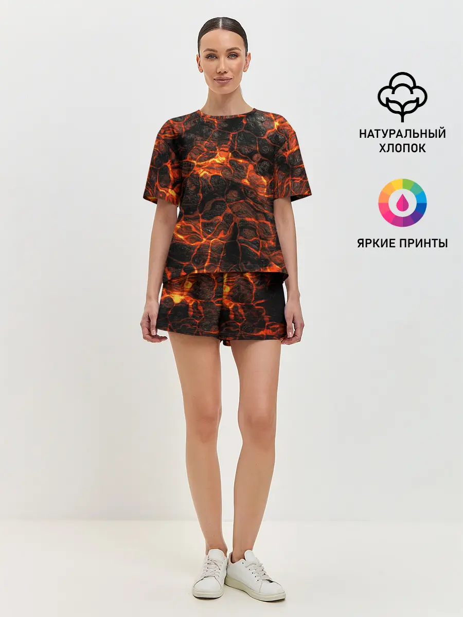 Женская пижама с шортами / Горящая лава