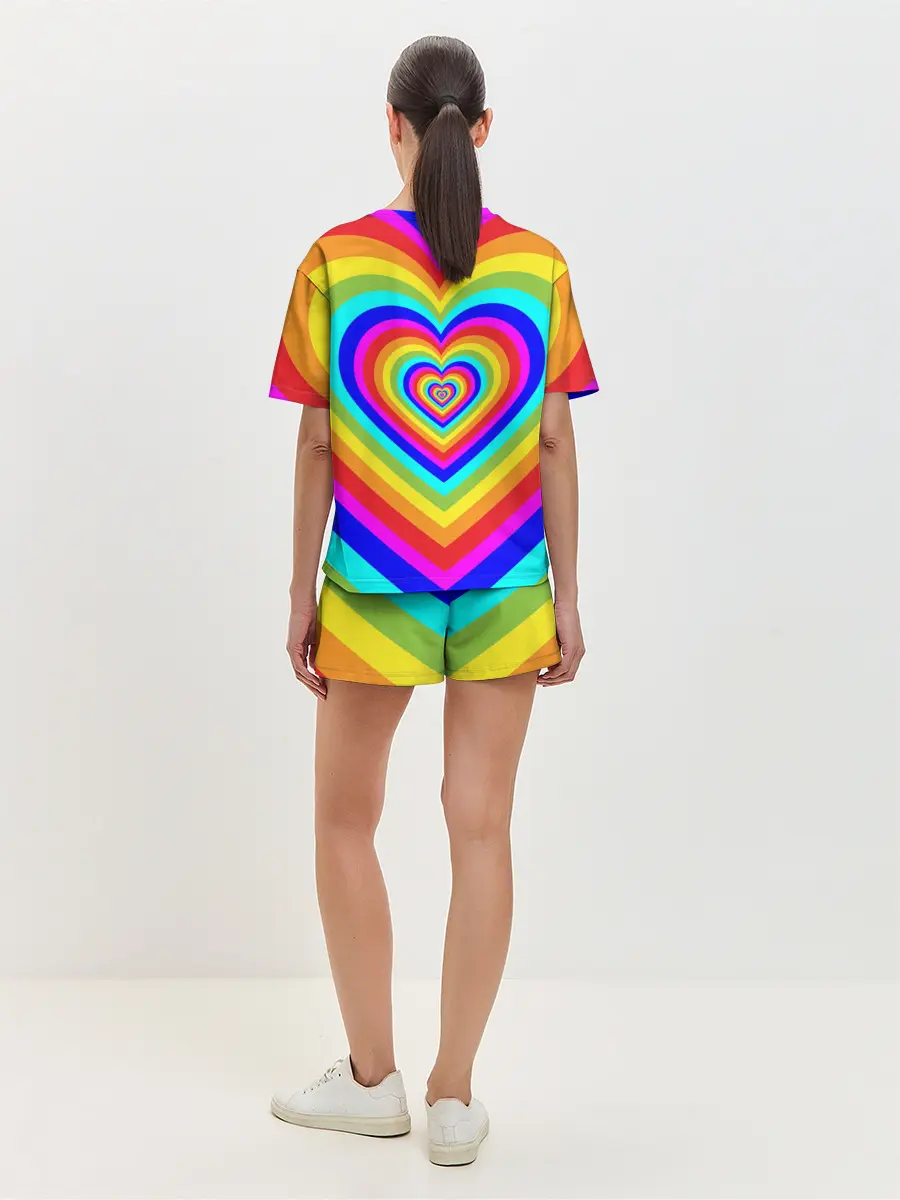 Женская пижама с шортами / Цветные сердца | Colored hearts