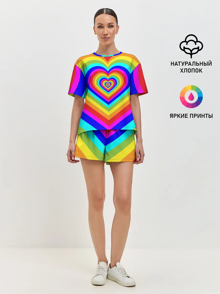 Женская пижама с шортами / Цветные сердца | Colored hearts