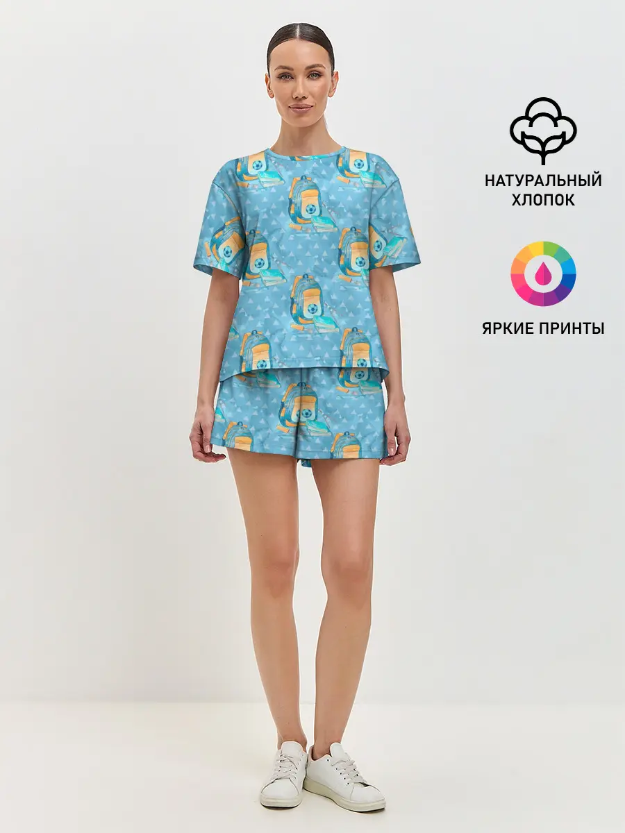 Женская пижама с шортами / Школьник - футболист