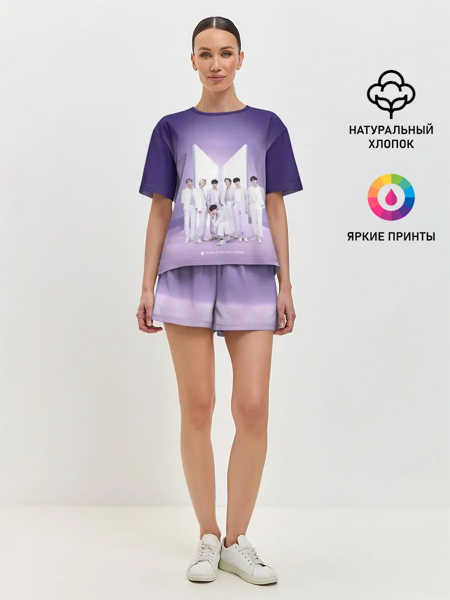 Женская пижама с шортами / BTS. Purple