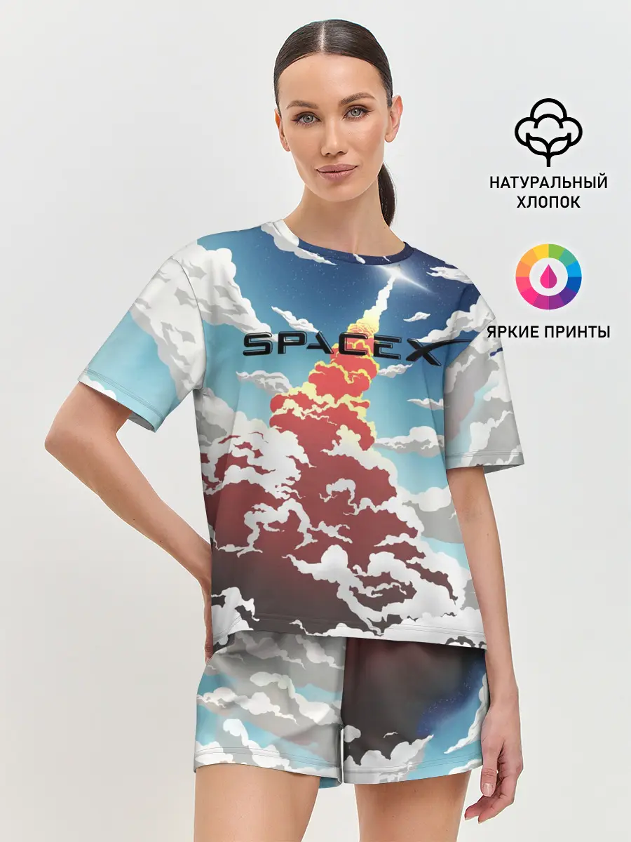 Женская пижама с шортами / Ракета | SpaceX