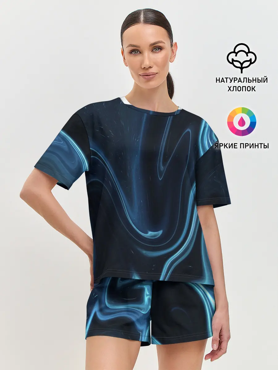 Женская пижама с шортами / Космическая волна