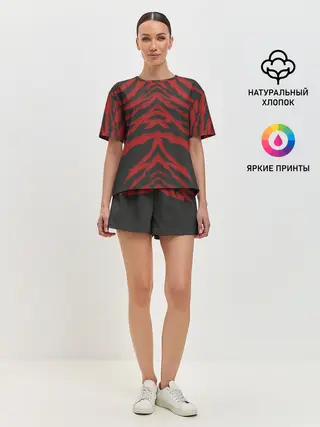 Женская пижама с шортами / Красная шкура тигра