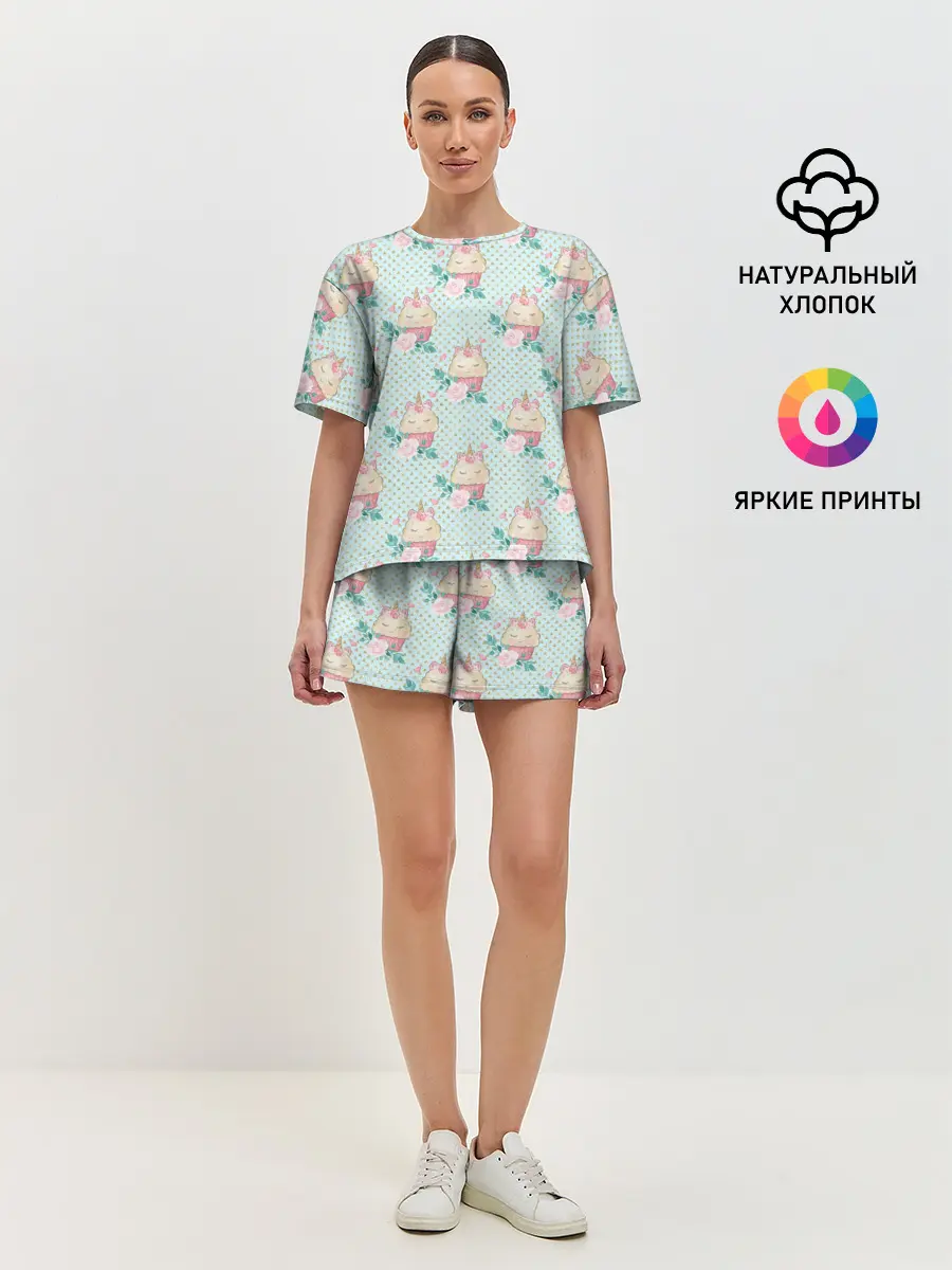 Женская пижама с шортами / Милые Единороги - девочки