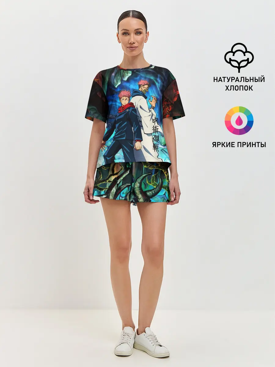 Женская пижама с шортами / Магическая битва, Итадори и Сукуна