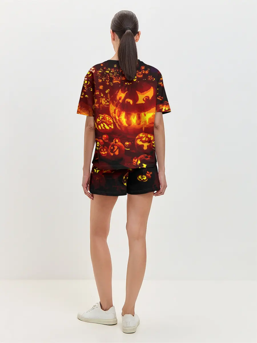 Женская пижама с шортами / Тыквы на Хэллоуин