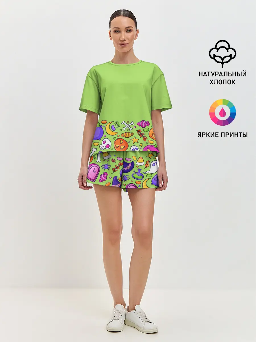 Женская пижама с шортами / Halloween art