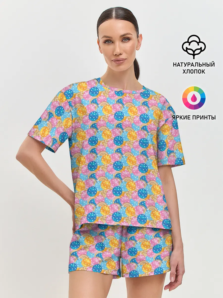 Женская пижама с шортами / Новогодние Ёлочные Шары
