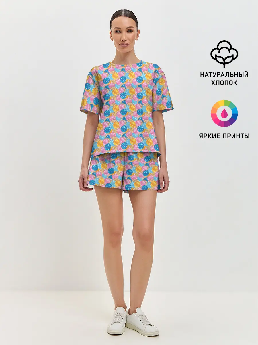 Женская пижама с шортами / Новогодние Ёлочные Шары