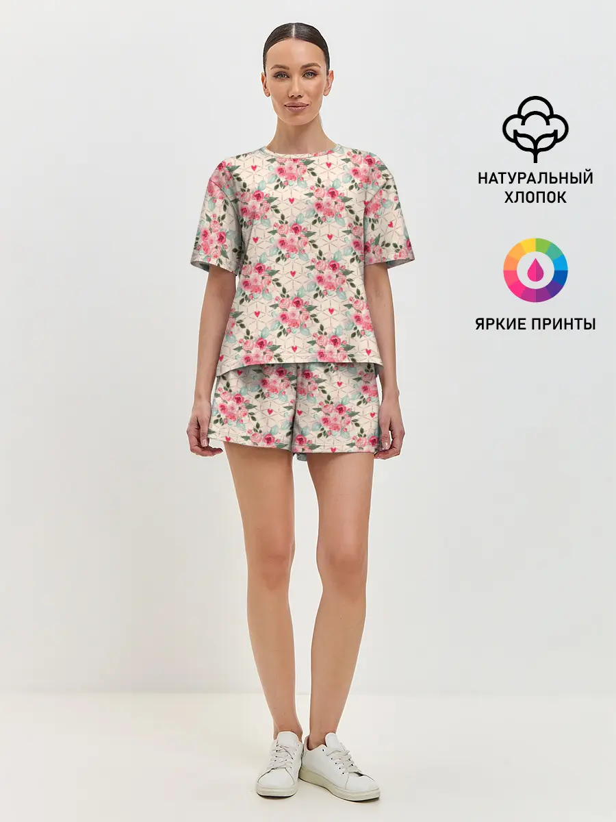Женская пижама с шортами / полевые цветочки